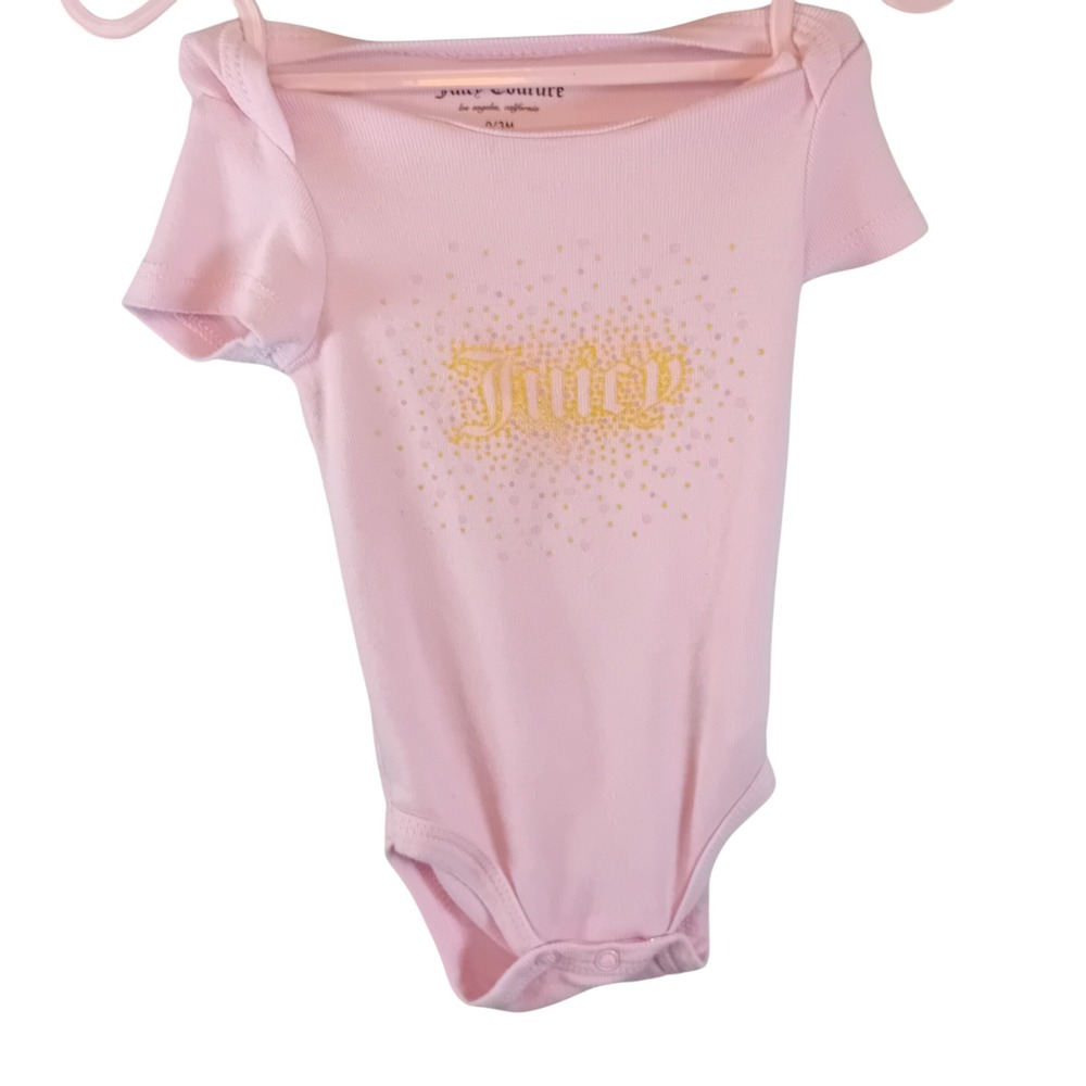 Juicy Couture Baby One Piece Bodysuit Designer Y2K Mcbling‎ Girly Glitter 0-3M